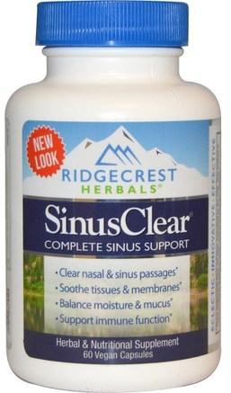 Sinus Clear, 60 Veggie Caps by RidgeCrest Herbals-Hälsa, Nasal Hälsa, Nasal