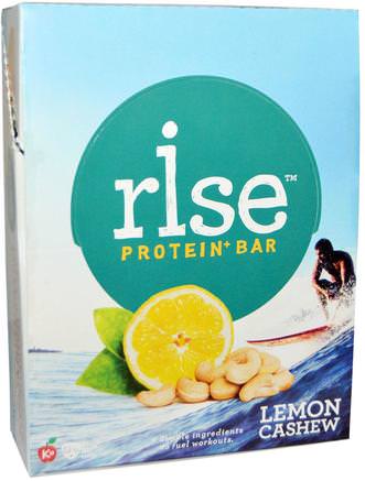Protein + Bar, Lemon Cashew, 12 Bars, 2.1 oz (60 g) Each by Rise Bar-Kosttillskott, Näringsstänger, Proteinstänger