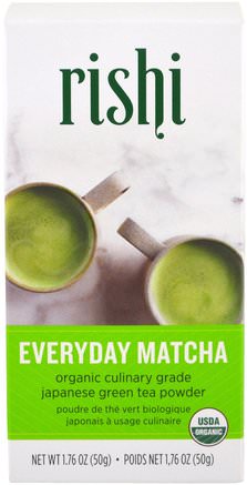 Organic Everyday Matcha Powder, 1.76 oz (50 g) by Rishi Tea-Kosttillskott, Antioxidanter, Grönt Te, Mat, Örtte