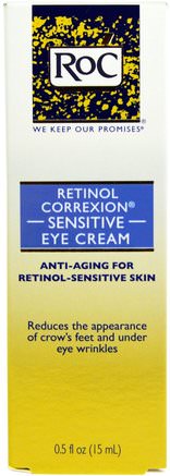 Retinol Correxion Sensitive Eye Cream, 0.5 fl oz (15 ml) by RoC-Skönhet, Ansiktsvård, Rynk Krämer
