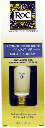 Retinol Correxion, Sensitive Night Cream, 1.0 fl oz (30 ml) by RoC-Hälsa, Hud, Ansiktsvård, Nattkrämer