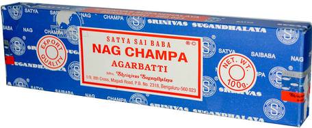Satya, Nag Champa, Agarbatti Incense Sticks, 100 g by Sai Baba-Bad, Skönhet, Aromterapi Eteriska Oljor, Rökelse