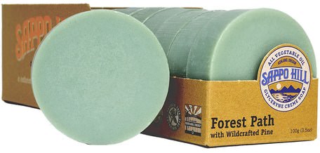 Glycerine Creme Soap, Forest Path Wildcrafted Pine, 12 Bars, 3.5 oz (100 g) by Sappo Hill-Bad, Skönhet, Tvål