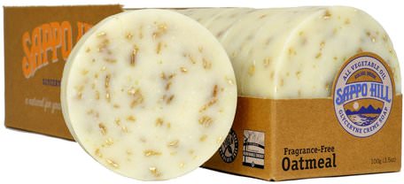 Glyceryne Cream Soap, Oatmeal, Fragrance-Free, 12 Bars, 3.5 oz (100 g) Each by Sappo Hill-Bad, Skönhet, Tvål