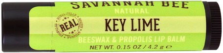 Beeswax & Propolis Lip Balm, Key Lime, 0.15 oz (4.2 g) by Savannah Bee Company Inc-Bad, Skönhet, Läppvård, Läppbalsam