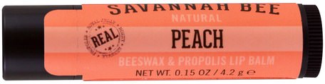 Beeswax & Propolis Lip Balm, Peach, 0.15 oz (4.2 g) by Savannah Bee Company Inc-Bad, Skönhet, Läppvård, Läppbalsam