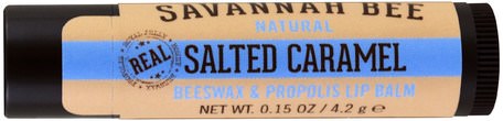 Beeswax & Propolis Lip Balm, Salted Caramel, 0.15 oz (4.2 g) by Savannah Bee Company Inc-Bad, Skönhet, Läppvård, Läppbalsam