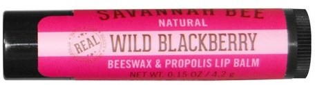Beeswax & Propolis Lip Balm, Wild Blackberry, 0.15 oz (4.2 g) by Savannah Bee Company Inc-Bad, Skönhet, Läppvård, Läppbalsam