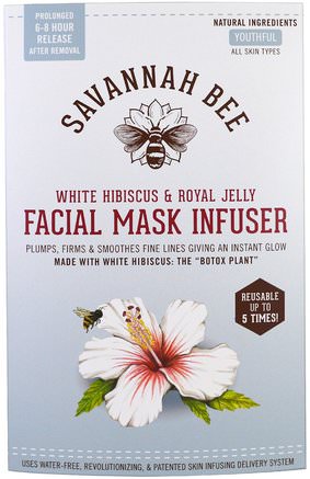 Facial Mask Infuser, White Hibiscus & Royal Jelly, 1 Resusable Mask by Savannah Bee Company Inc-Skönhet, Ansiktsmasker, Arkmaskar