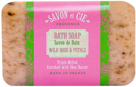 Bath Soap, Wild Rose Petals, 7 oz (200 g) by Savon et Cie-Bad, Skönhet, Tvål