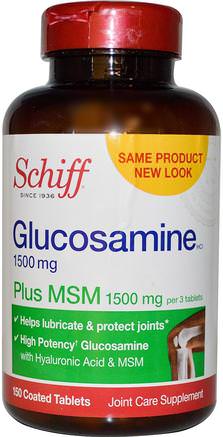 Glucosamine Plus MSM, 150 Coated Tablets by Schiff-Kosttillskott, Glukosamin