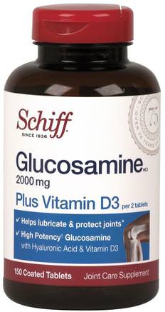 Glucosamine, Plus Vitamin D3, 2000 mg, 150 Coated Tablets by Schiff-Vitaminer, Vitamin D3, Tillskott, Glukosamin
