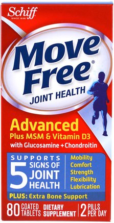 Move Free, Joint Health, 80 Coated Tablets by Schiff-Hälsa, Ben, Osteoporos, Gemensam Hälsa, Schiff Rör Sig Fri