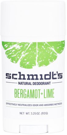 Bergamot + Lime, 3.25 oz (92 g) by Schmidts Natural Deodorant-Bad, Skönhet, Deodorant