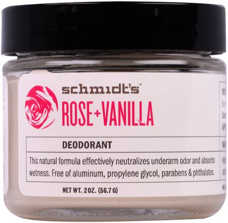 Deodorant, Rose + Vanilla, 2 oz (56.7 g) by Schmidts Natural Deodorant-Bad, Skönhet, Deodorant