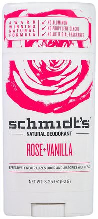 Natural Deodorant, Rose + Vanilla, 3.25 oz (92 g) by Schmidts Natural Deodorant-Bad, Skönhet, Deodorant
