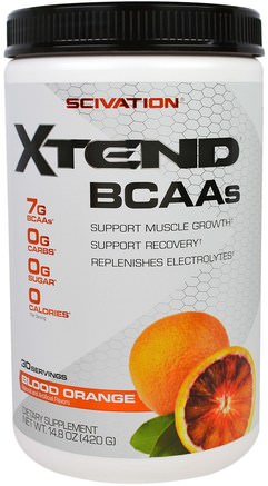 Xtend BCAAs, Blood Orange, 14.8 oz (420 g) by Scivation-Kosttillskott, Aminosyror, Bcaa (Förgrenad Kedja Aminosyra), Sport, Muskel