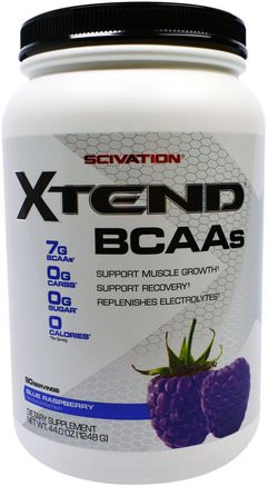 Xtend, BCAAs, Blue Raspberry, 44.0 oz (1248 g) by Scivation-Kosttillskott, Aminosyror, Bcaa (Förgrenad Aminosyra), Sport, Träning