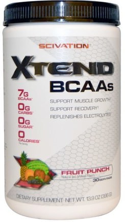 Xtend, BCAAs, Fruit Punch, 13.9 oz (396 g) by Scivation-Sport, Träning, Sport