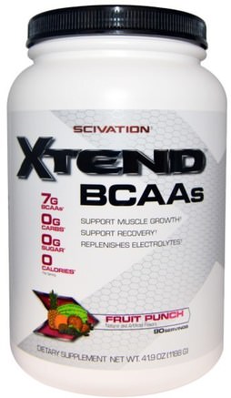 Xtend, BCAAs, Fruit Punch, 41.9 oz (1188 g) by Scivation-Sport, Träning, Sport
