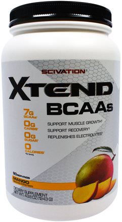 Xtend, BCAAs, Mango, 43.8 oz (1243 g) by Scivation-Bcaa (Förgrenad Kedjaminosyra), Sport, Träning