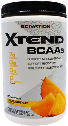 Xtend, BCAAs, Pineapple, 15.1 oz (429 g) by Scivation-Kosttillskott, Aminosyror, Bcaa (Förgrenad Aminosyra), Sport, Träning