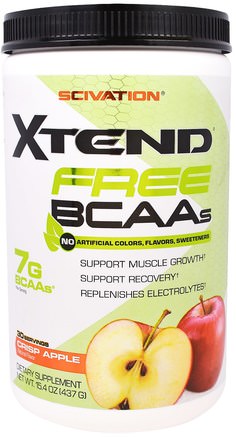 Xtend Free BCAAs, Crisp Apple, 15.8 oz (450 g) by Scivation-Kosttillskott, Aminosyror, Bcaa (Förgrenad Aminosyra), Sport, Träning