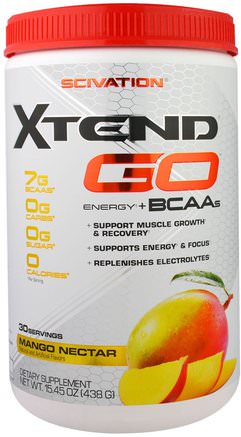 Xtend GO, Energy + BCAAs, Mango Nectar, 15.45 oz (438 g) by Scivation-Sport, Träning, Sport