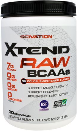 Xtend Raw BCAAs, Unflavored, 12.9 oz (366 g) by Scivation-Kosttillskott, Aminosyror, Bcaa (Förgrenad Aminosyra), Sport, Träning