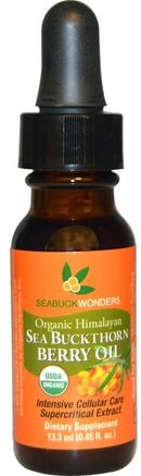 Organic Himalayan Sea Buckthorn Berry Oil, 0.45 fl oz (13.3 ml) by SeaBuckWonders-Kosttillskott, Adaptogen, Havtorn