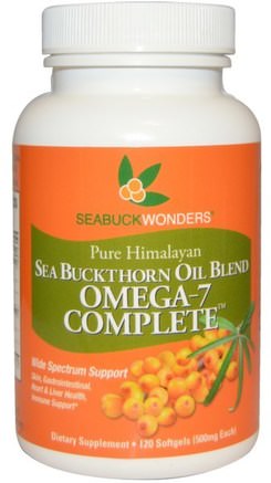 Sea Buckthorn Oil Blend, Omega-7 Complete, 500 mg, 120 Softgels by SeaBuckWonders-Kosttillskott, Omega-7, Adaptogen