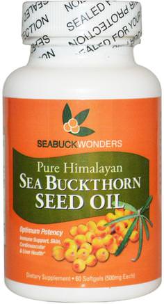 Sea Buckthorn Seed Oil, 500 mg, 60 Softgels by SeaBuckWonders-Kosttillskott, Adaptogen, Havtorn