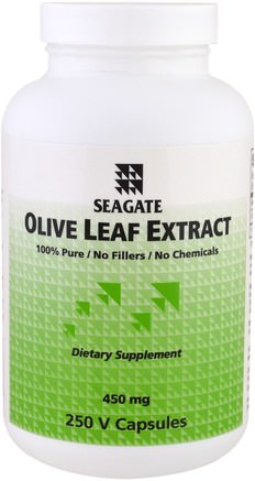 Olive Leaf Extract, 450 mg, 250 Veggie Caps by Seagate-Hälsa, Kall Influensa Och Viral, Olivblad