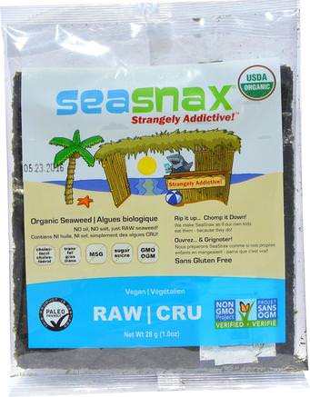 Organic Raw Seaweed, 1.0 oz (28 g) by SeaSnax-Viktminskning, Diet, Paleo Dietprodukter / Livsmedel, Mellanmål