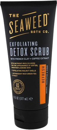 Exfoliating Detox Scrub, Refresh, Orange, Eucalyptus & Cedar, 6 fl oz (177 ml) by Seaweed Bath Co.-Skönhet, Ansiktsvård, Hudtyp Normal Till Torr Hud, Ansiktsexfoliatorer
