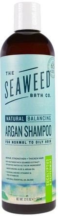Natural Balancing Argan Shampoo, Eucalyptus & Peppermint, 12 fl oz (360 ml) by Seaweed Bath Co.-Bad, Skönhet, Hår, Hårbotten, Schampo, Balsam
