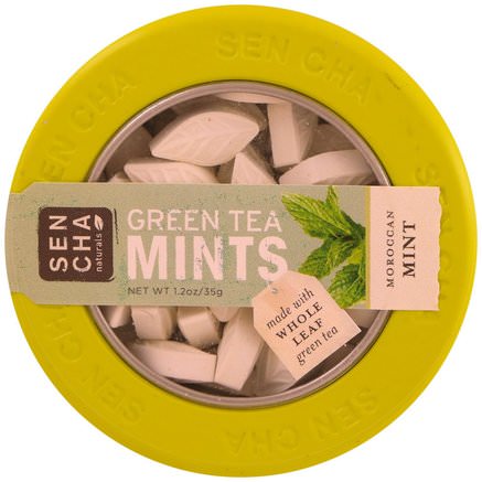 Green Tea Mints, Moroccan Mints, 1.2 oz (35 g) by Sencha Naturals-Kosttillskott, Antioxidanter, Grönt Te, Bad, Skönhet, Oral Tandvård