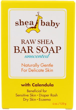Raw Shea Bar Soap, Unscented, 4 oz (120 g) by Shea Baby Shea Mama-Barnens Hälsa, Barnbad