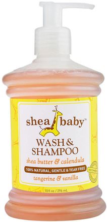Wash & Shampoo, Tangerine & Vanilla, 10 fl oz (296 ml) by Shea Baby Shea Mama-Barns Hälsa, Bad, Skönhet, Barn Kroppsvask, Barn Duschgel