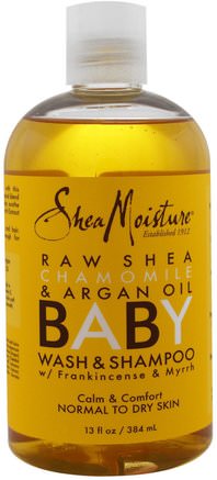 Baby Wash & Shampoo, With Frankincense & Myrrh, 13 fl oz (384 ml) by Shea Moisture-Bad, Skönhet, Duschgel, Barn Kroppsvask, Barn Duschgel, Arganbad