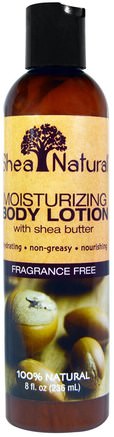 Moisturizing Body Lotion, Fragrance Free, 8 fl oz (236 ml) by Shea Natural-Bad, Skönhet, Body Lotion