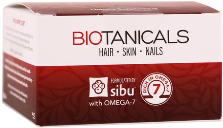 Biotanicals, Hair, Skin, Nails with Omega-7, 60 Vegetarian Softgels by Sibu Beauty-Bad, Skönhet, Hårförtunning Och Återväxt, Kvinnor