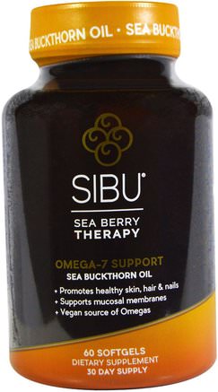 Sea Berry Therapy, Omega-7 Support, Sea Buckthorn Oil, 60 Softgels by Sibu Beauty-Bad, Skönhet, Havtorns Skönhet, Omega-7