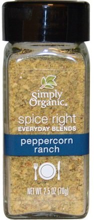 Peppercorn Ranch, 2.2 oz (70 g) by Simply Organic Organic Spice Right Everyday Blends-Mat, Vegetarisk Mat, Kryddor Och Kryddor