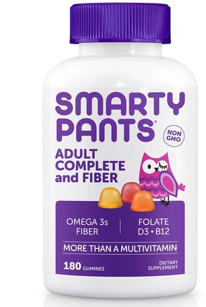 Adult Complete and Fiber, 180 Gummies by SmartyPants-Vitaminer, Multivitaminer, Multivitamingummier
