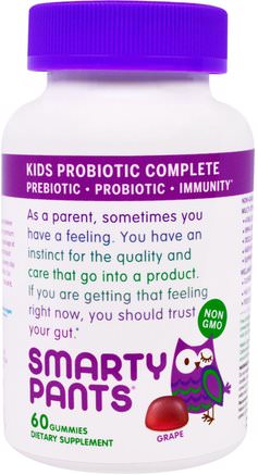 Kids Probiotic Complete, Grape, 60 Gummies by SmartyPants-Kosttillskott, Gummier, Probiotika, Probiotika För Barn