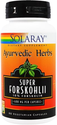 Ayurvedic Herbs, Super Forskohlii, 400 mg, 60 Veggie Caps by Solaray-Örter, Coleus Forskohlii