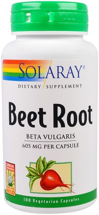 Beet Root, 605 mg, 100 Veggie Caps by Solaray-Örter, Betorpulverrot