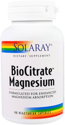 BioCitrate Magnesium, 90 Veggie Caps by Solaray-Kosttillskott, Mineraler, Magnesiumcitrat