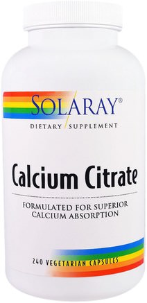 Calcium Citrate, 240 Veggie Caps by Solaray-Kosttillskott, Mineraler, Kalciumcitrat